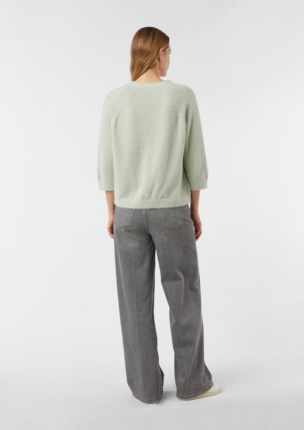 Flauschiger Strickcardigan mit 3/4-Ärmeln