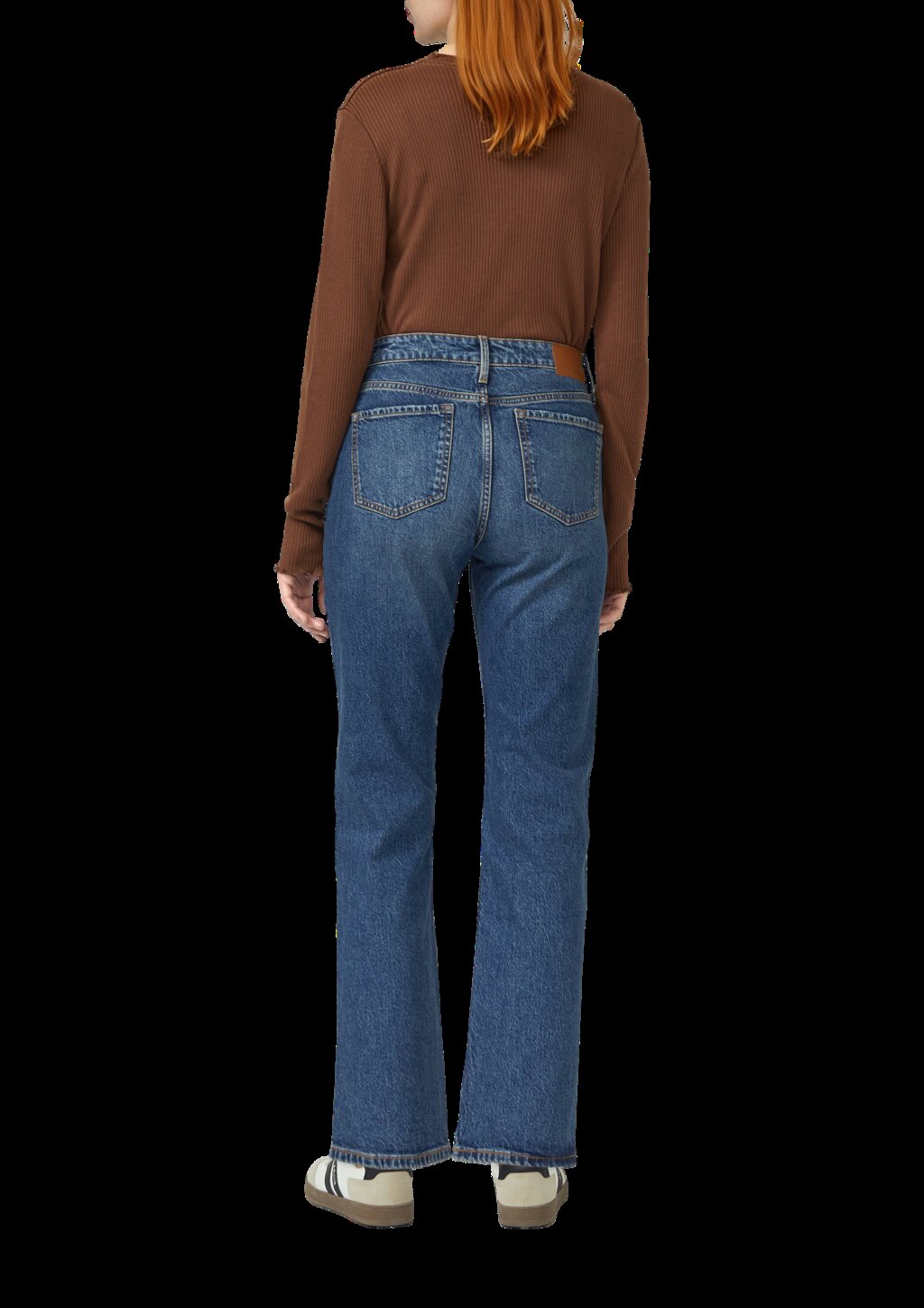 Geripptes Langarmshirt mit gewelltem Saum