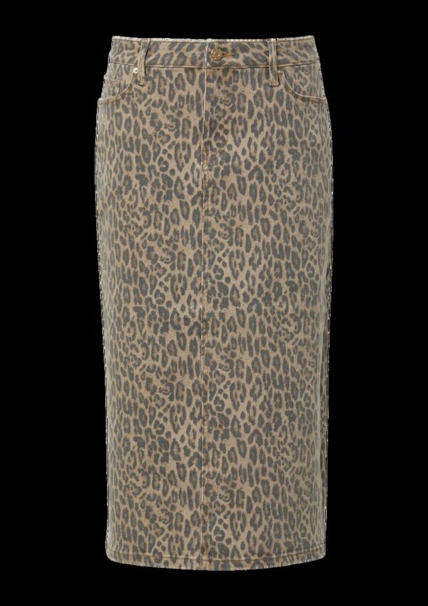 Denimrock in Midilänge mit Leo-Print