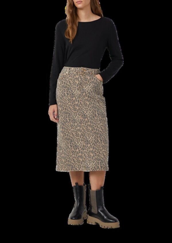 Denimrock in Midilänge mit Leo-Print