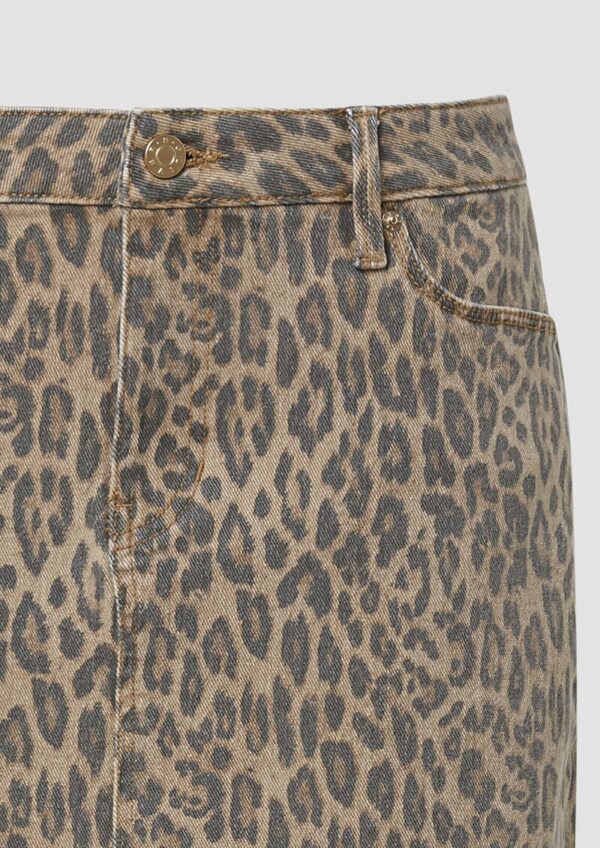 Denimrock in Midilänge mit Leo-Print