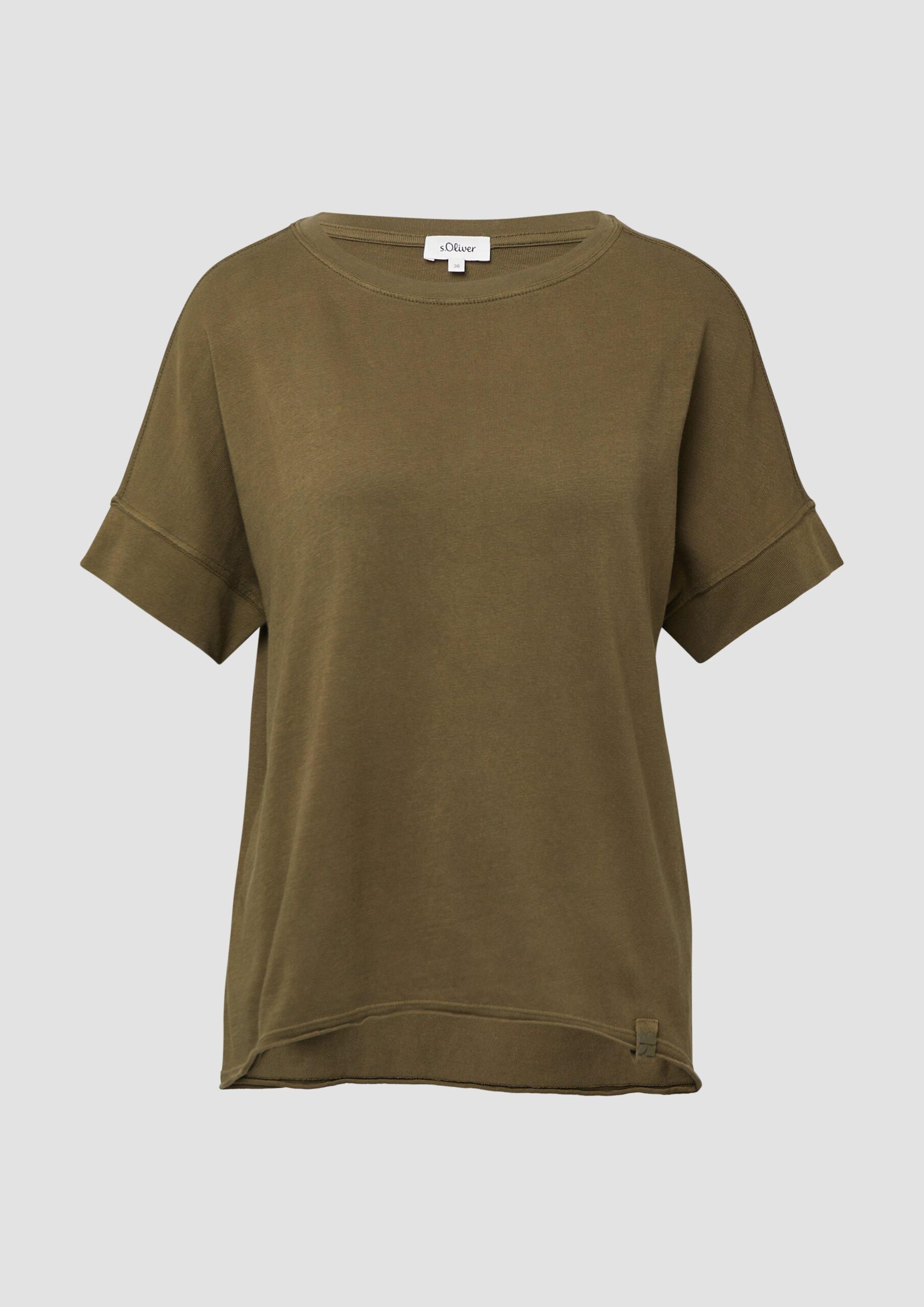 Baumwollshirt mit Wascheffekt und Rollsaum