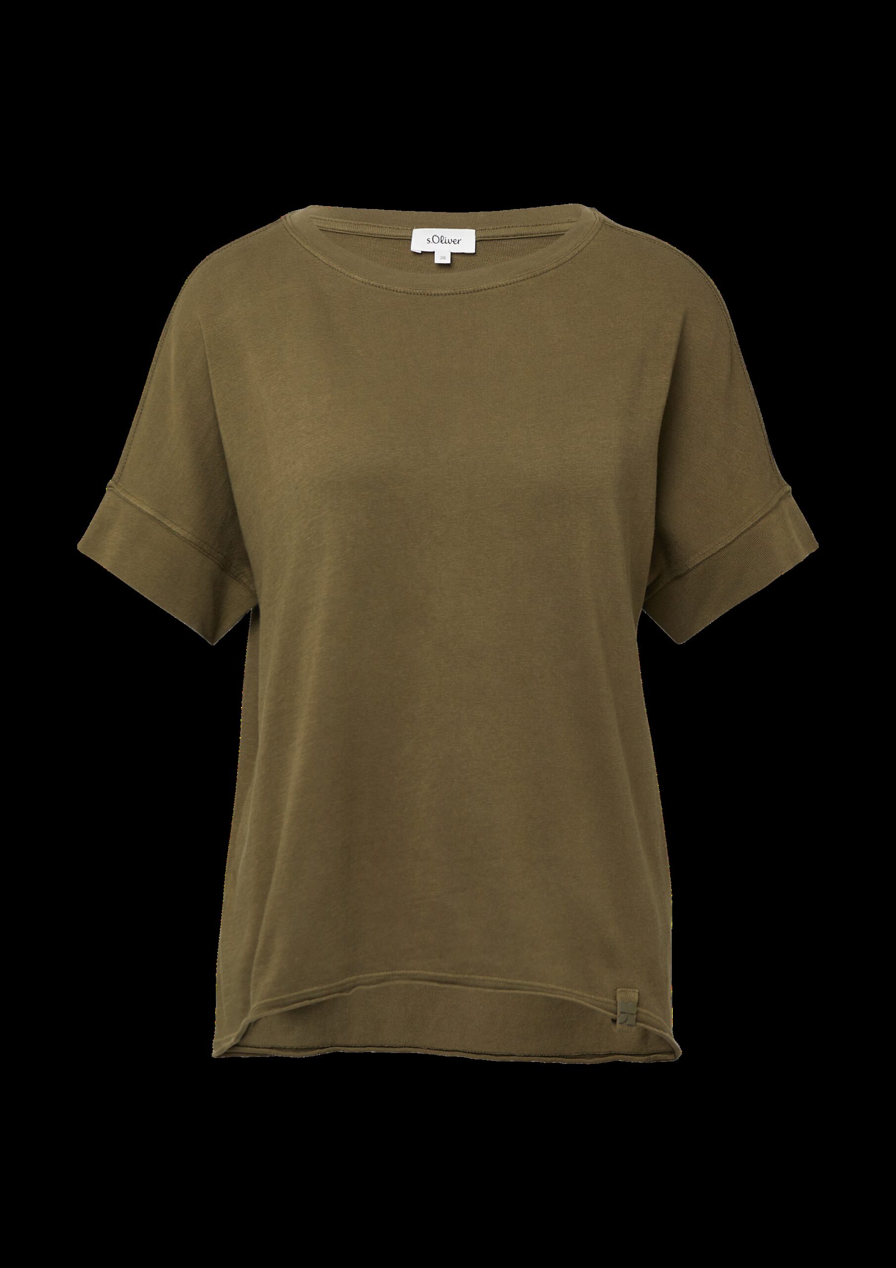 Baumwollshirt mit Wascheffekt und Rollsaum