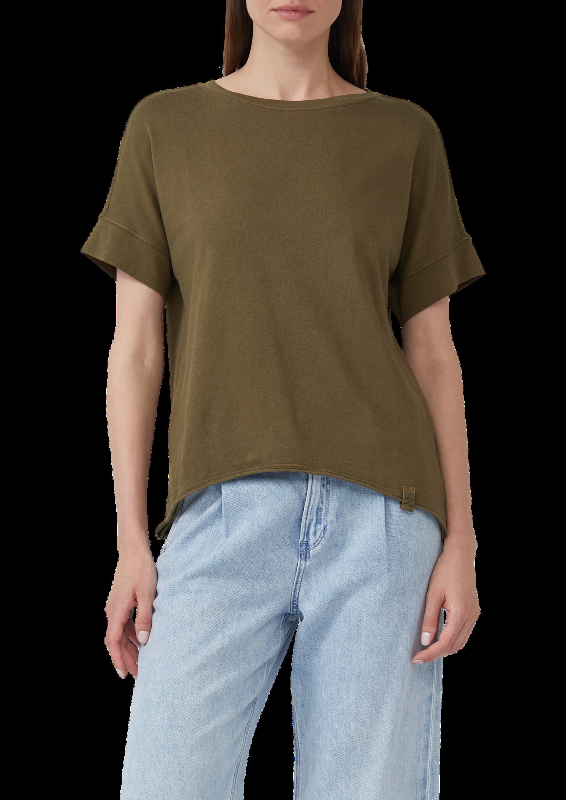 Baumwollshirt mit Wascheffekt und Rollsaum