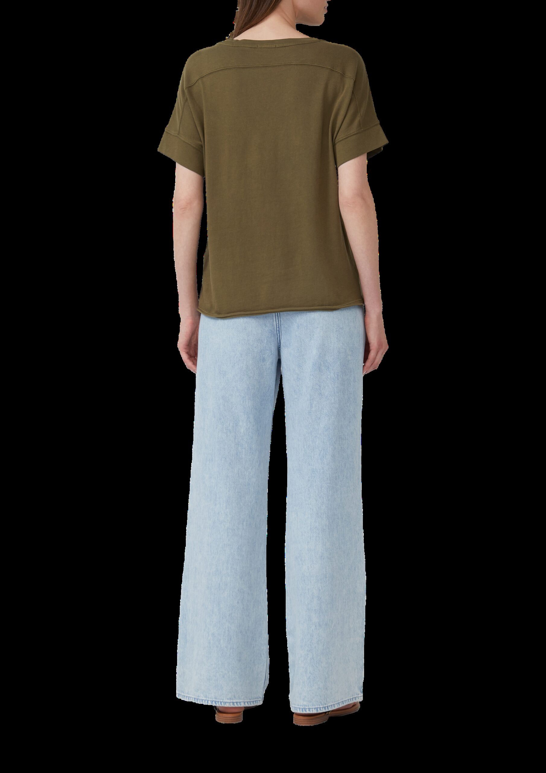 Baumwollshirt mit Wascheffekt und Rollsaum