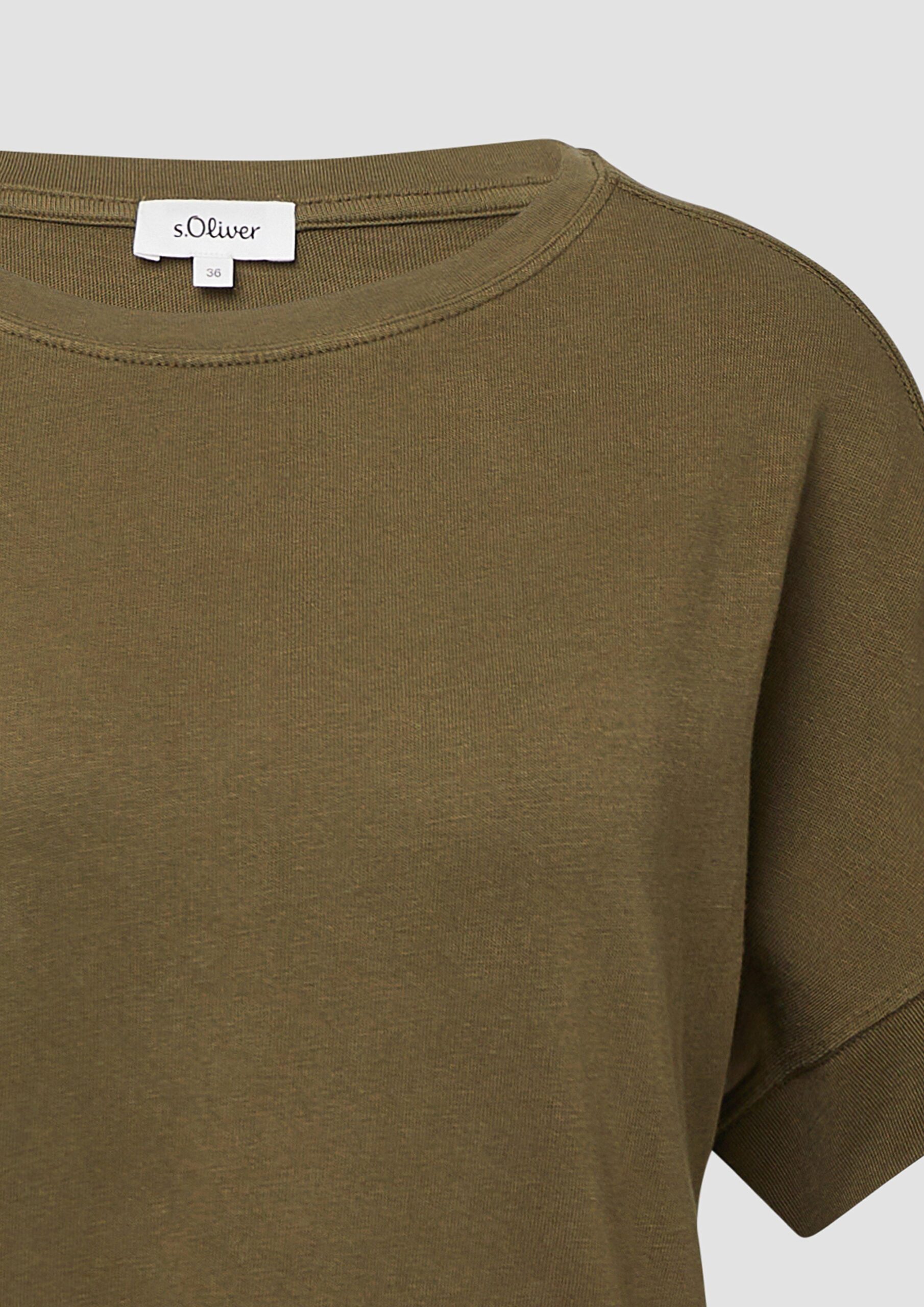 Baumwollshirt mit Wascheffekt und Rollsaum