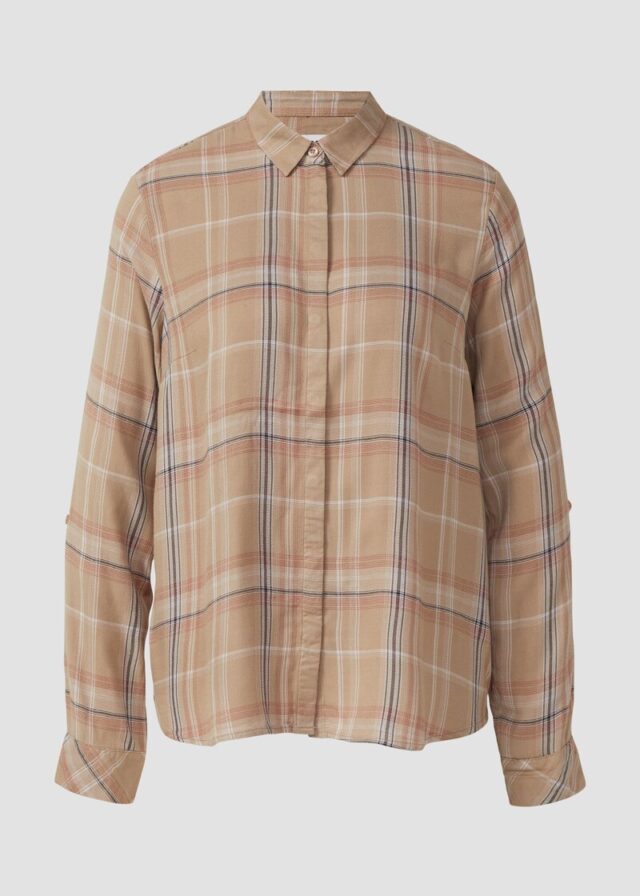 Karierte Hemdbluse aus Viskose-Modal-Mix