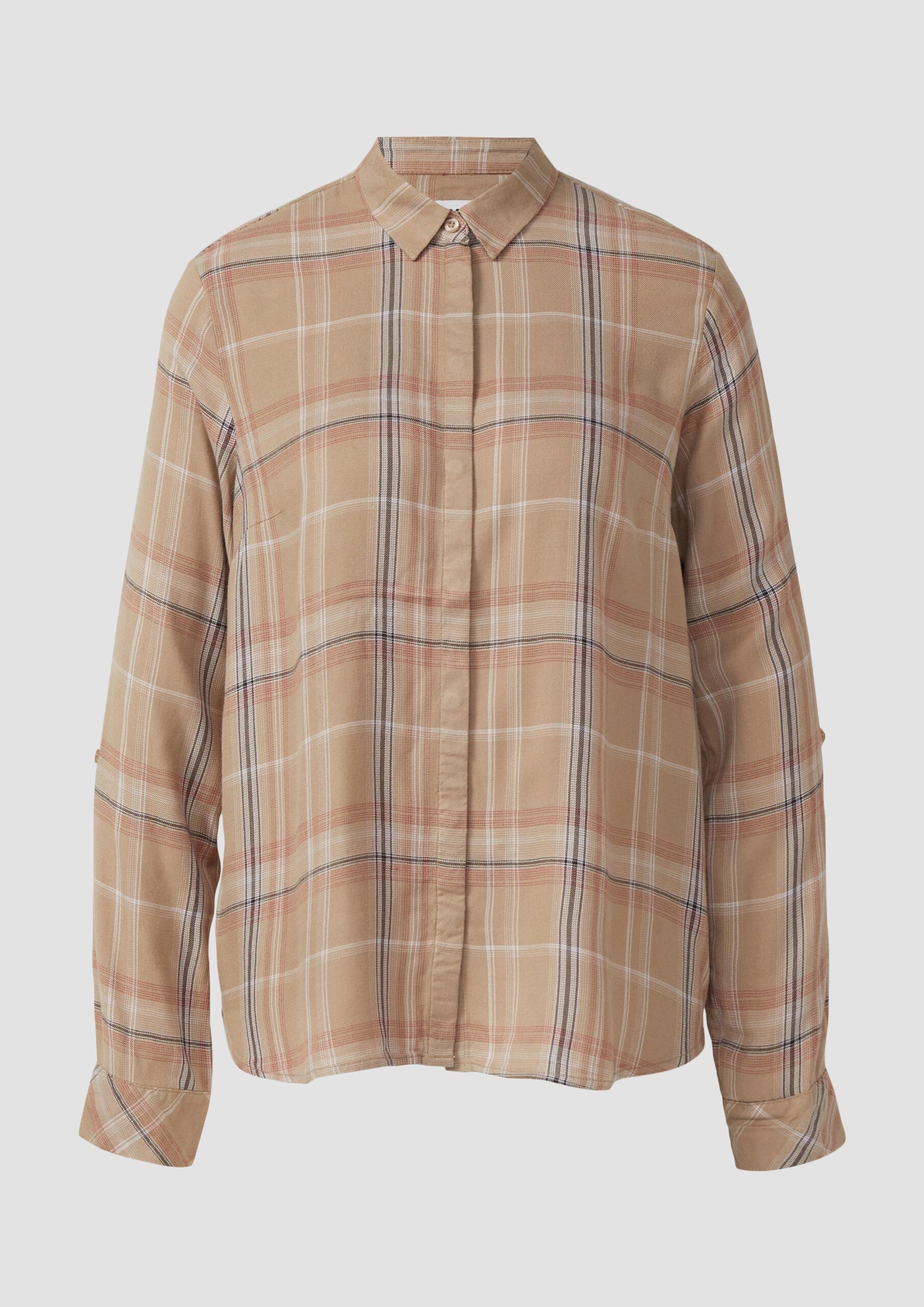 Karierte Hemdbluse aus Viskose-Modal-Mix