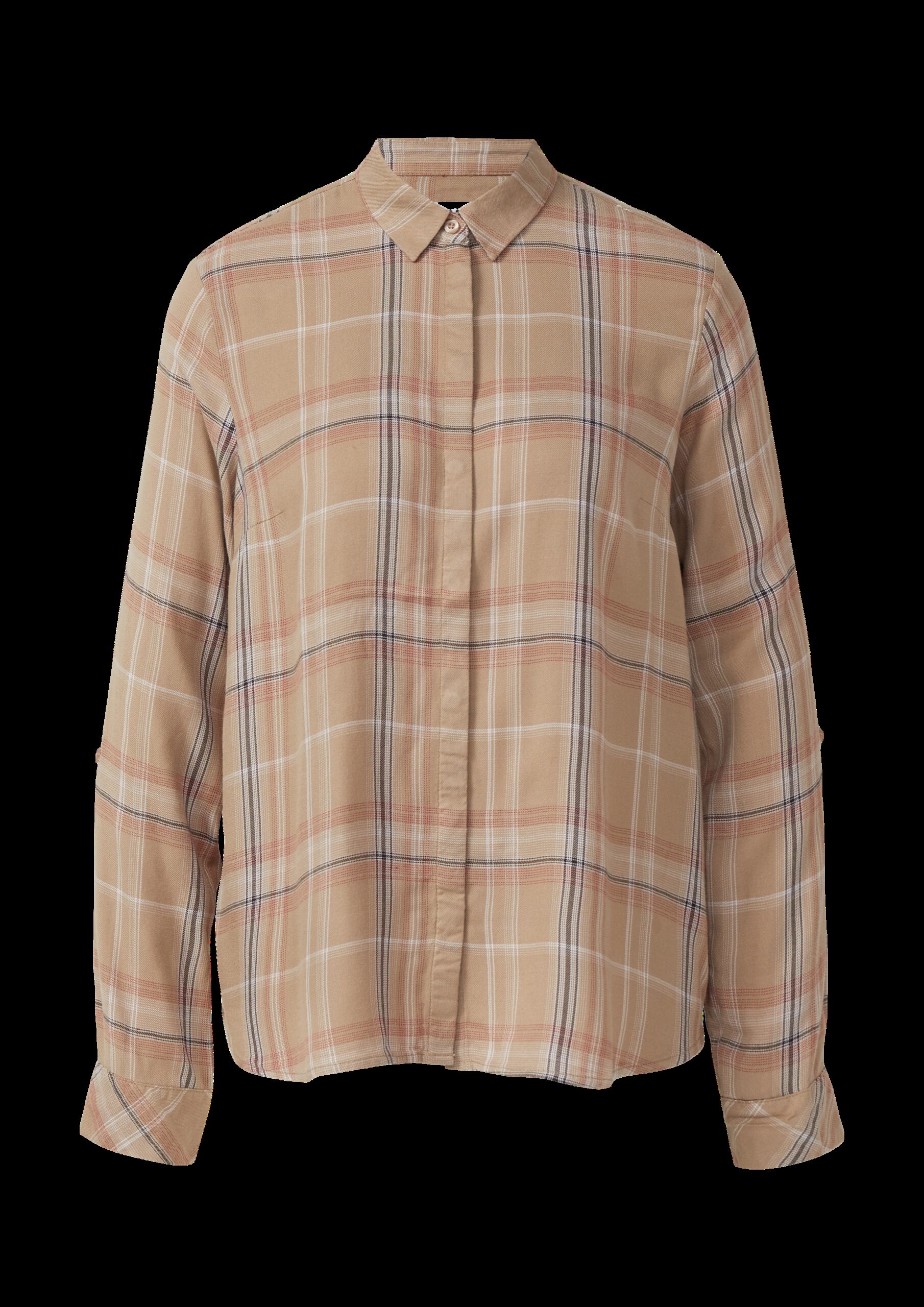 Karierte Hemdbluse aus Viskose-Modal-Mix