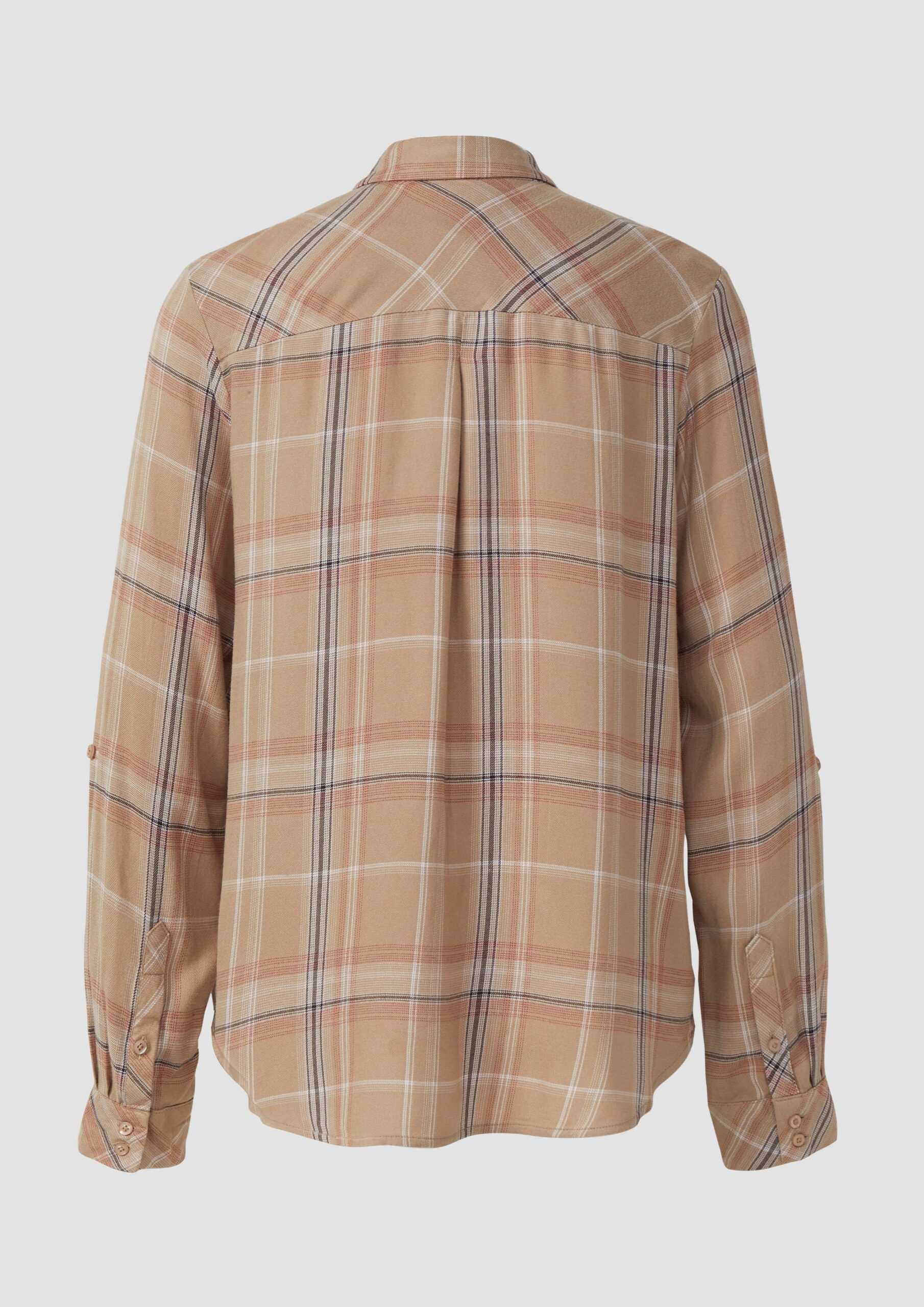 Karierte Hemdbluse aus Viskose-Modal-Mix