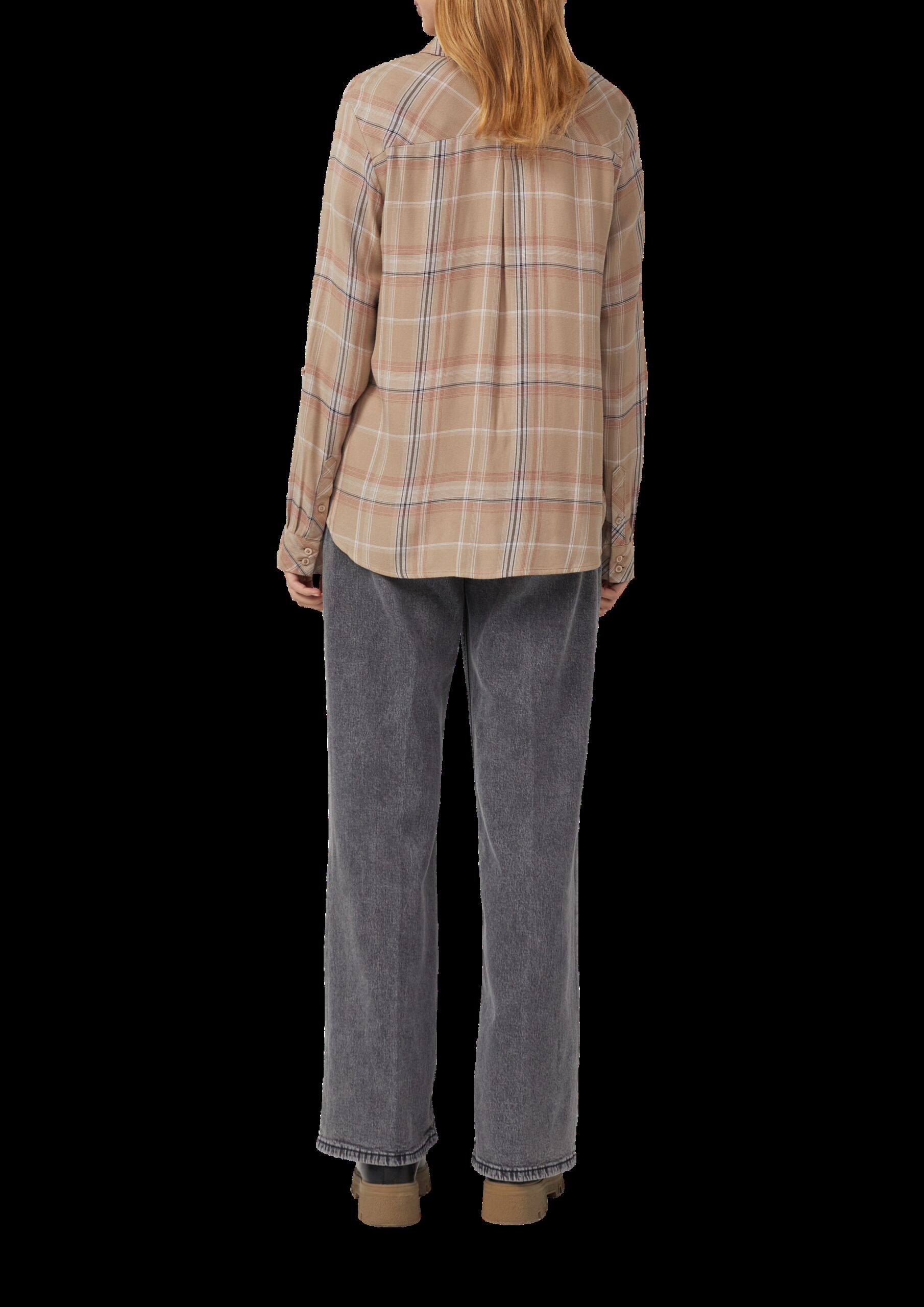 Karierte Hemdbluse aus Viskose-Modal-Mix