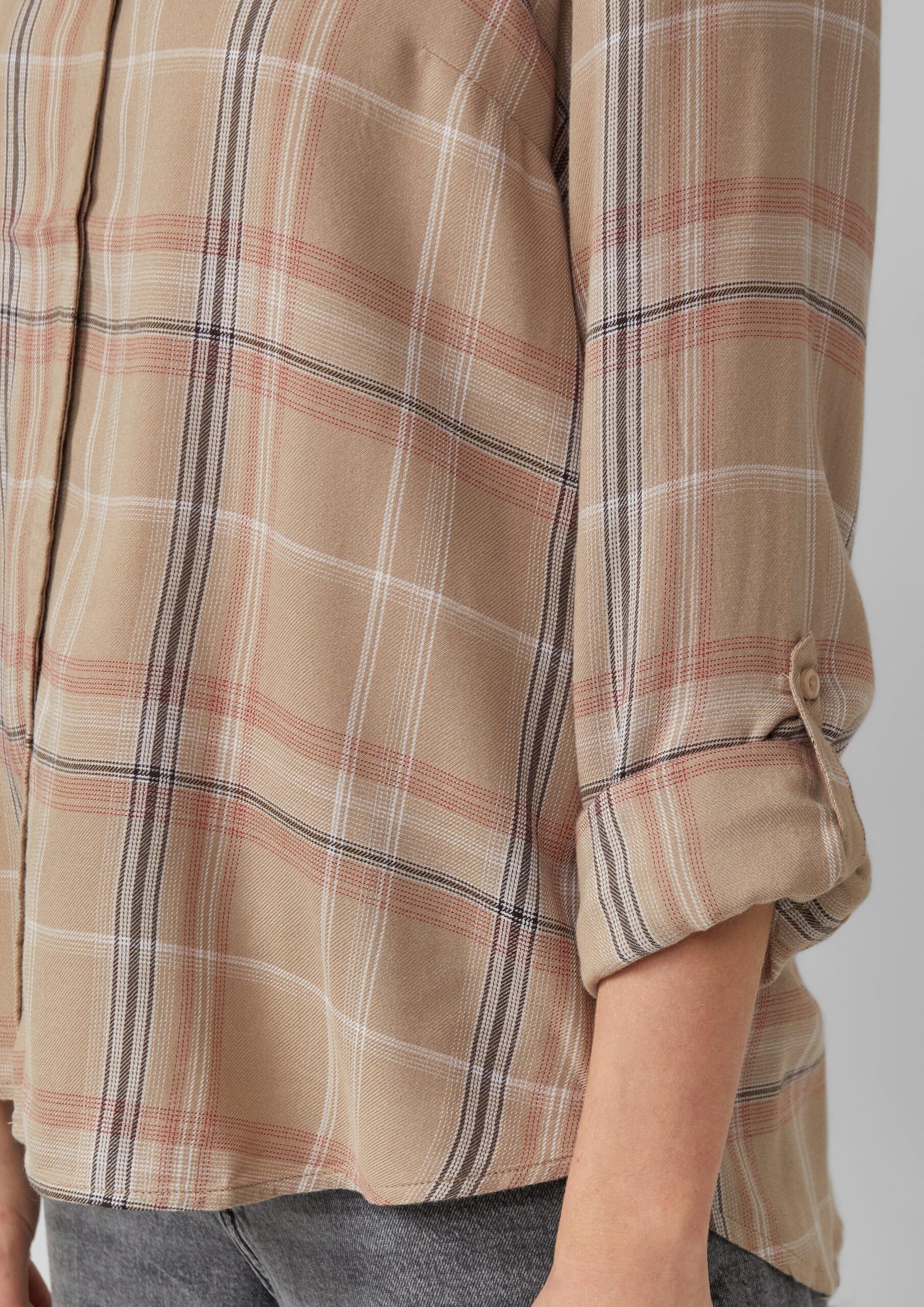 Karierte Hemdbluse aus Viskose-Modal-Mix