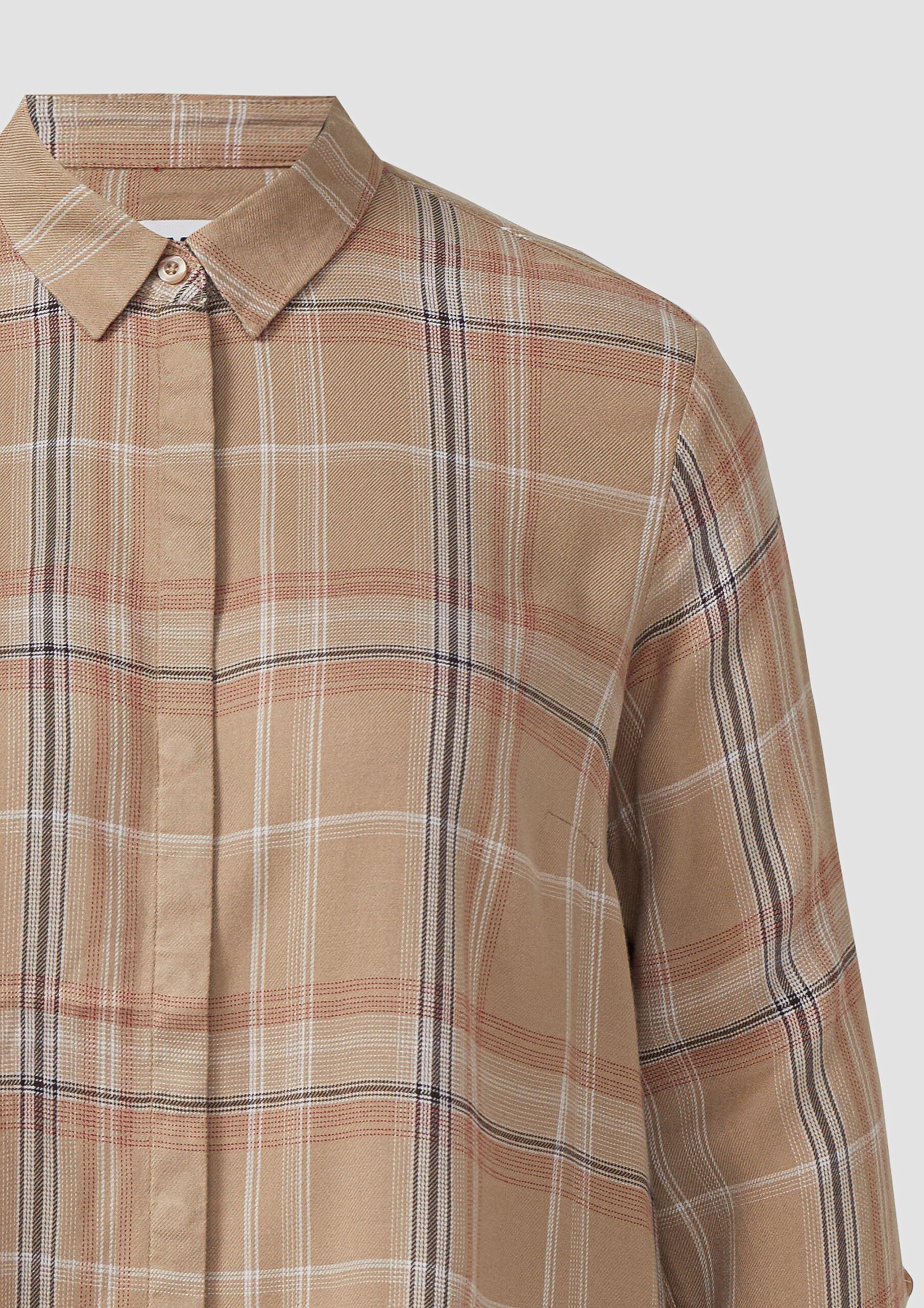 Karierte Hemdbluse aus Viskose-Modal-Mix