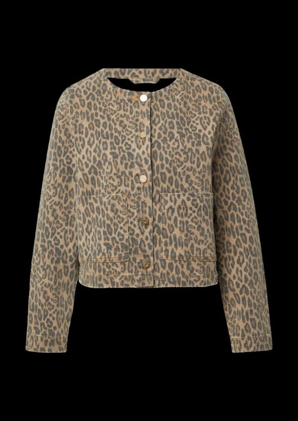 Verkürzte Denimjacke mit Leoprint