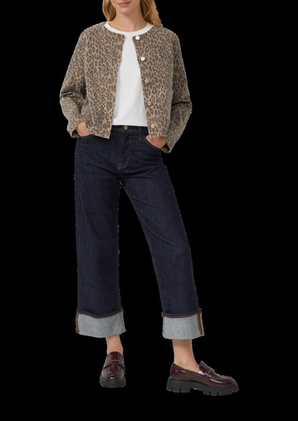 Verkürzte Denimjacke mit Leoprint