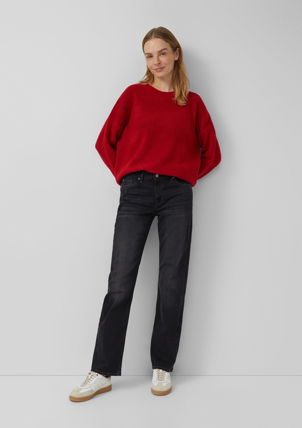 Strickpullover mit Wollanteil und Bündchen