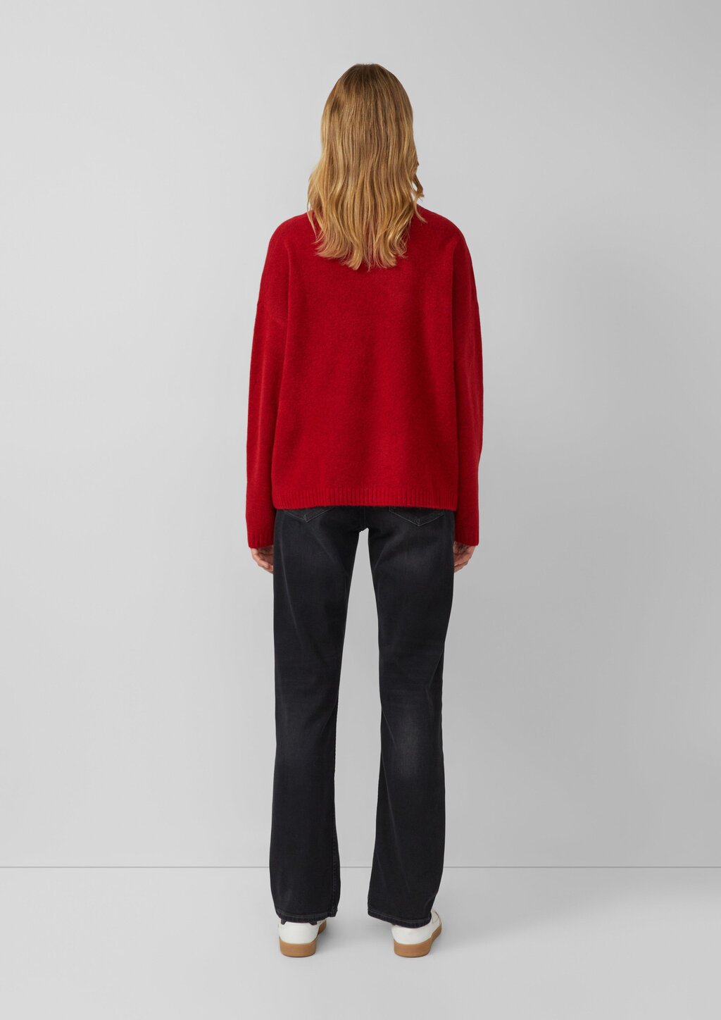 Strickpullover mit Wollanteil und Bündchen