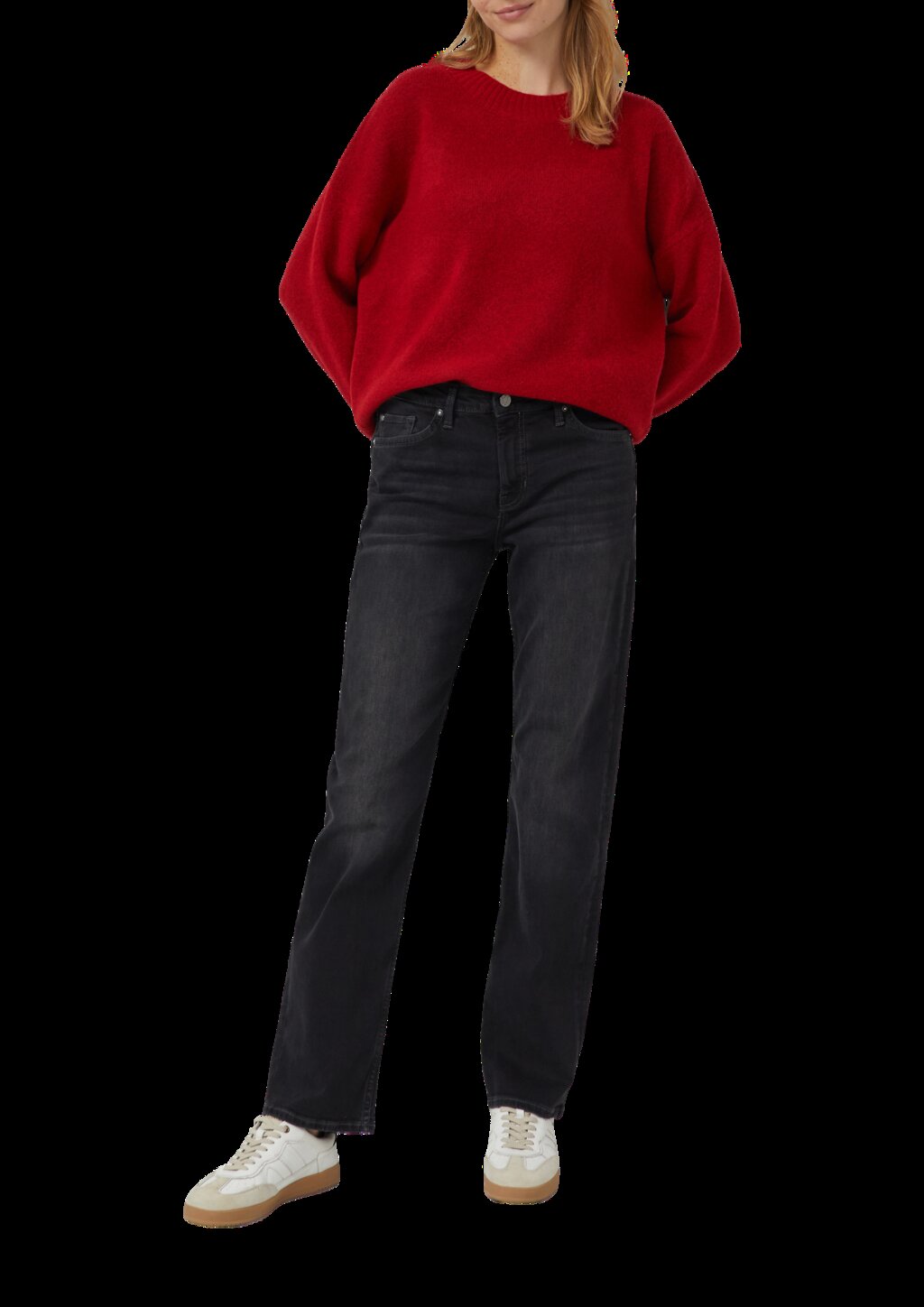 Strickpullover mit Wollanteil und Bündchen