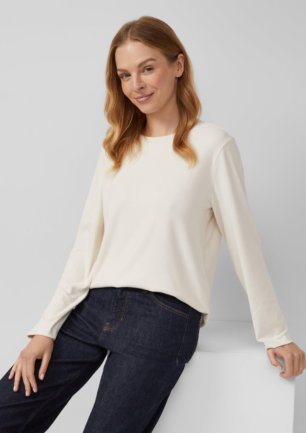 Shirt aus Fleece mit Rundhalsausschnitt