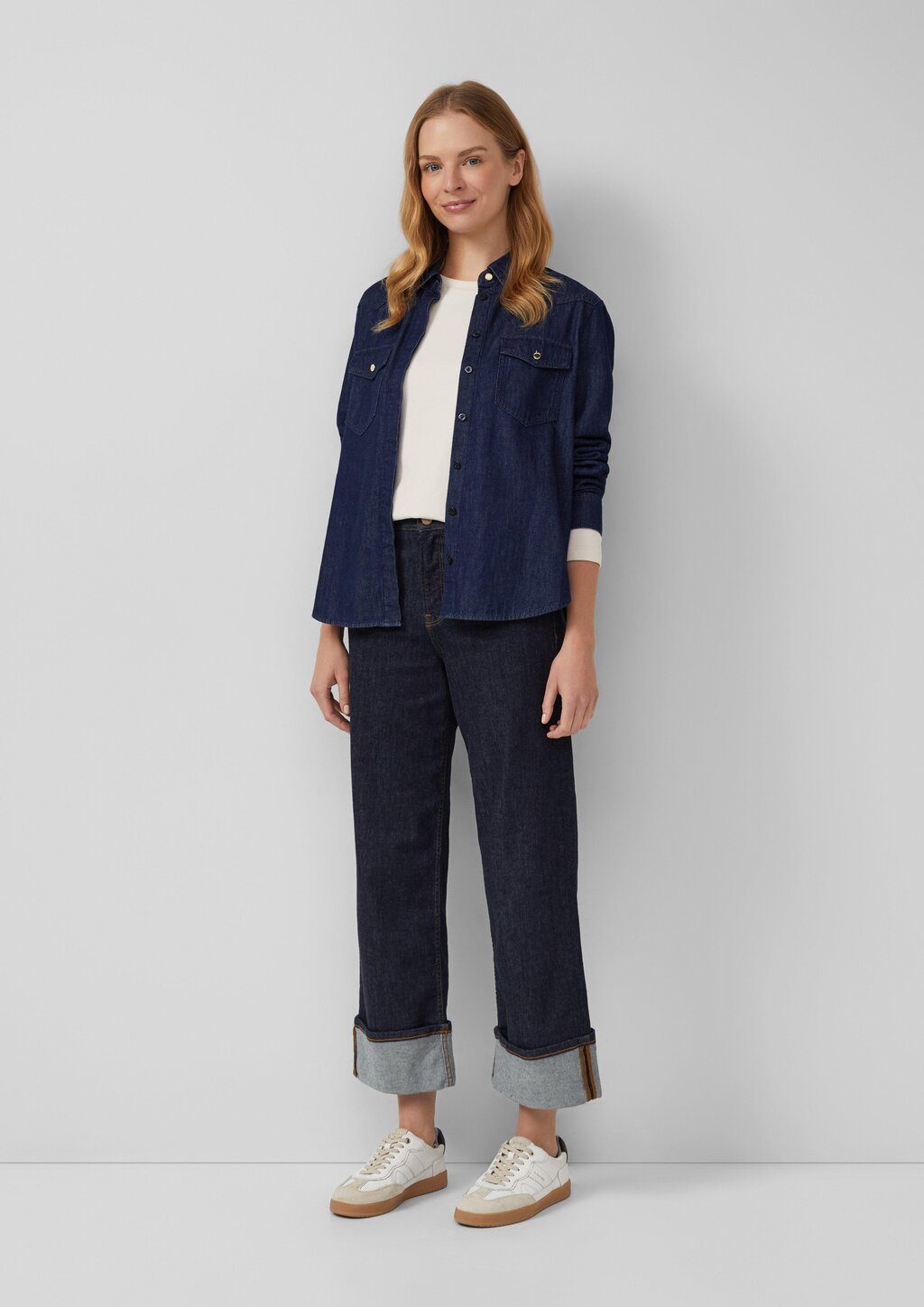 Shirt aus Fleece mit Rundhalsausschnitt