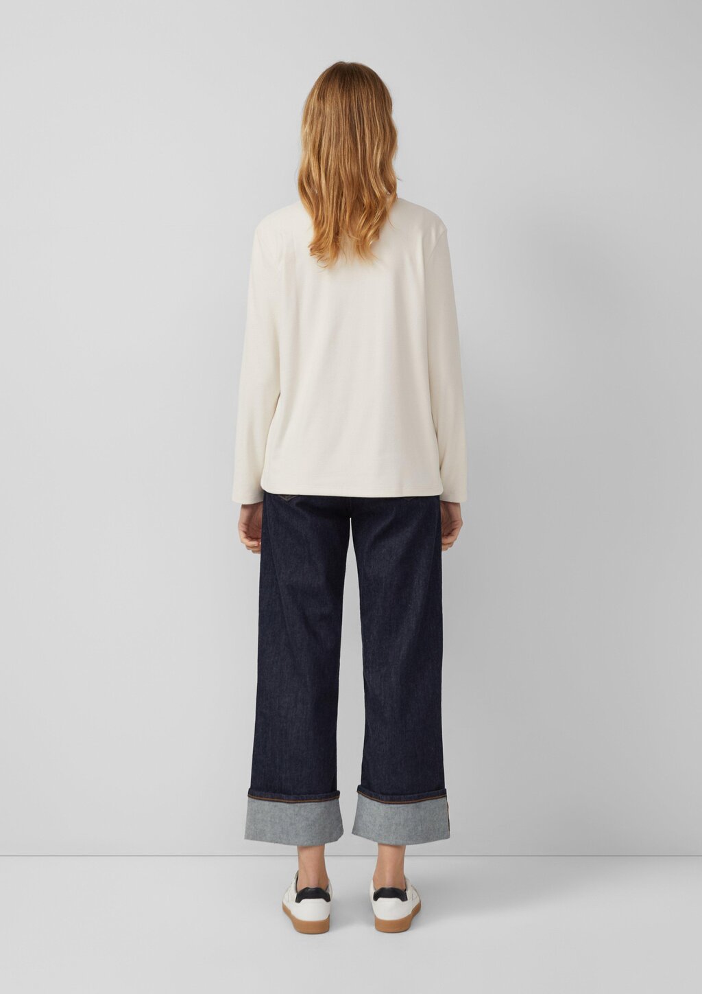 Shirt aus Fleece mit Rundhalsausschnitt