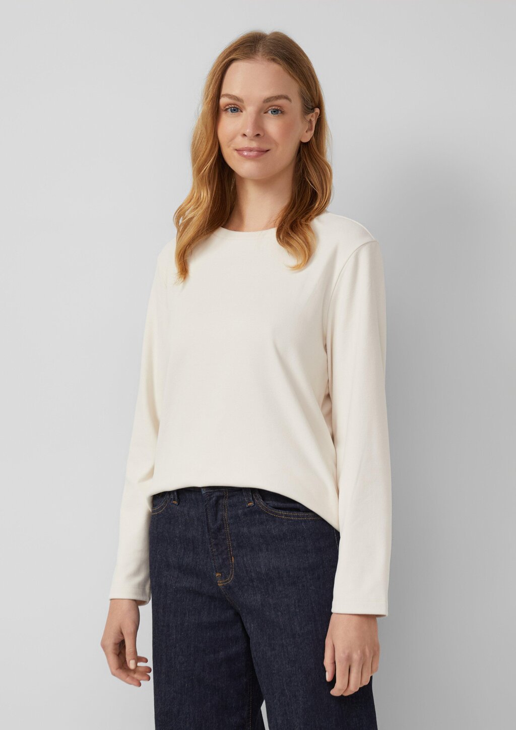 Shirt aus Fleece mit Rundhalsausschnitt