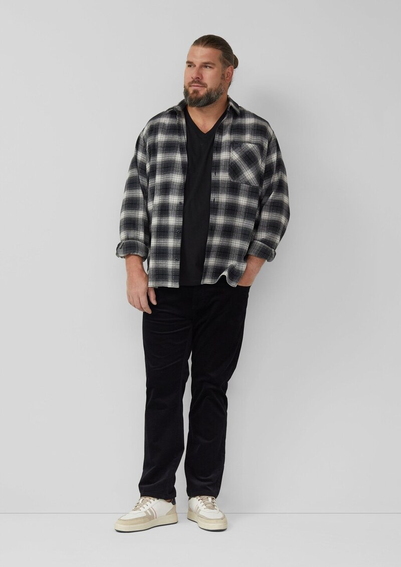 Baumwoll-T-Shirt mit V-Ausschnitt und Logoprint