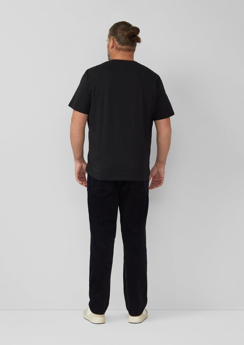 Baumwoll-T-Shirt mit V-Ausschnitt und Logoprint