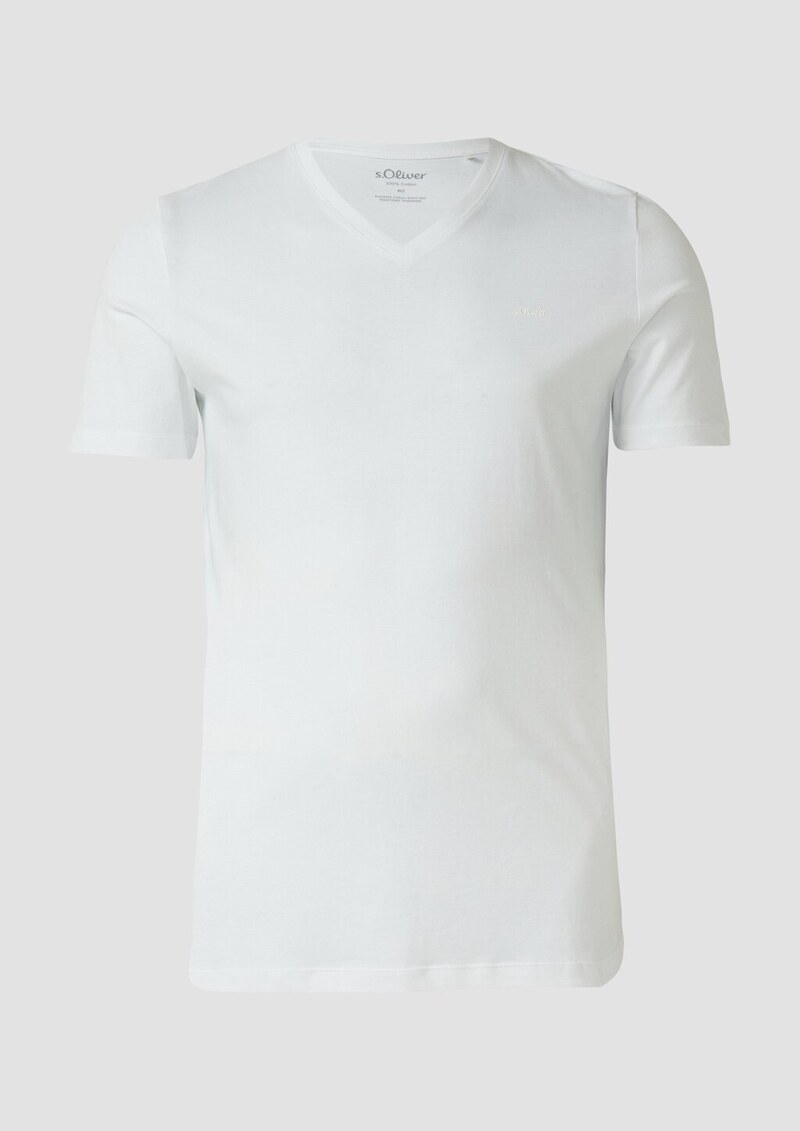 Basic V-Shirt mit Logo-Print auf der Front