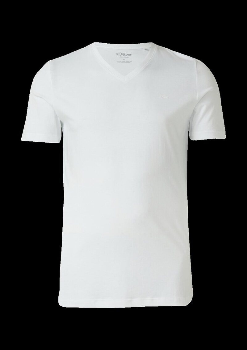 Basic V-Shirt mit Logo-Print auf der Front