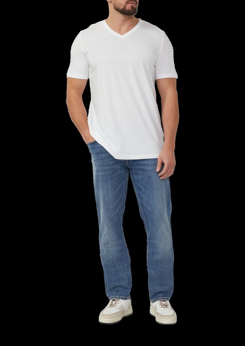 Basic V-Shirt mit Logo-Print auf der Front