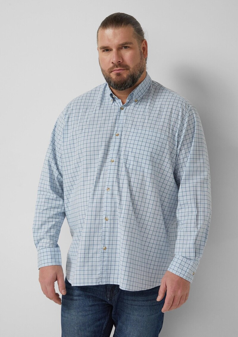 Regular Fit: Elastisches Button-Down-Hemd mit Karomuster