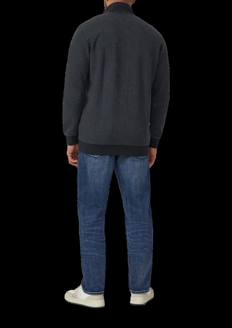 Strukturierte Sweatshirtjacke mit Stehkragen