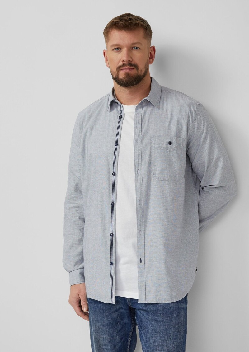 Regular Fit: Strukturiertes Hemd mit Brusttasche