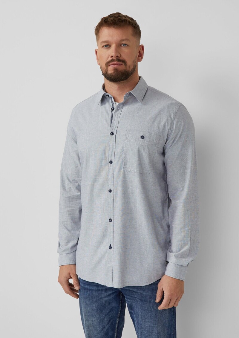 Regular Fit: Strukturiertes Hemd mit Brusttasche