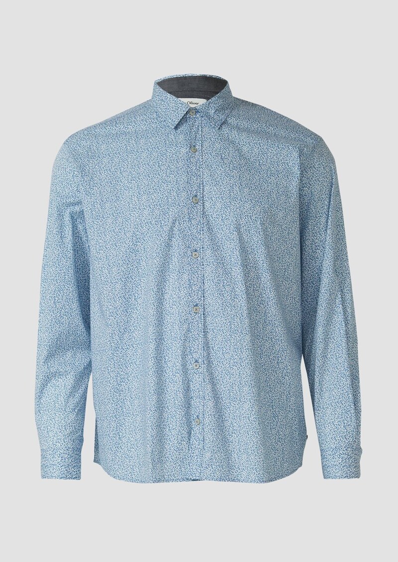 Hemd aus Baumwollstretch mit All-over-Print