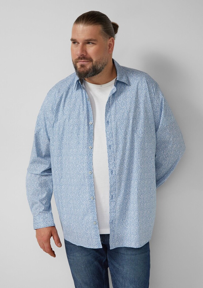 Hemd aus Baumwollstretch mit All-over-Print