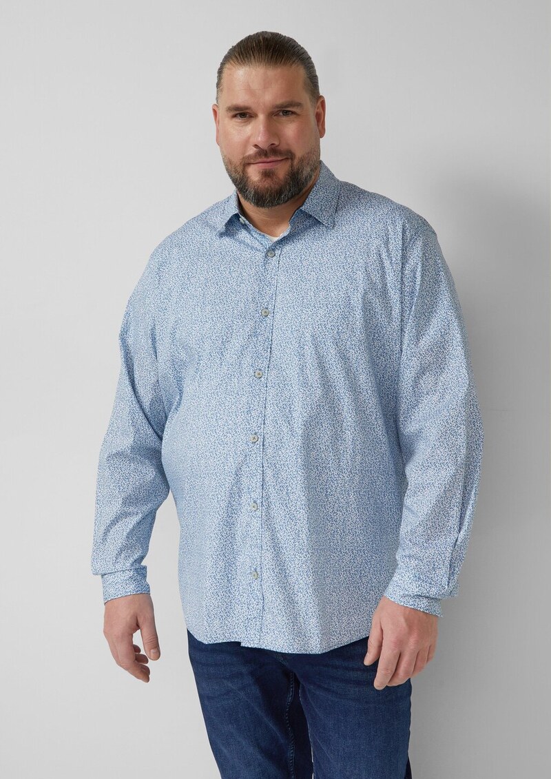 Hemd aus Baumwollstretch mit All-over-Print