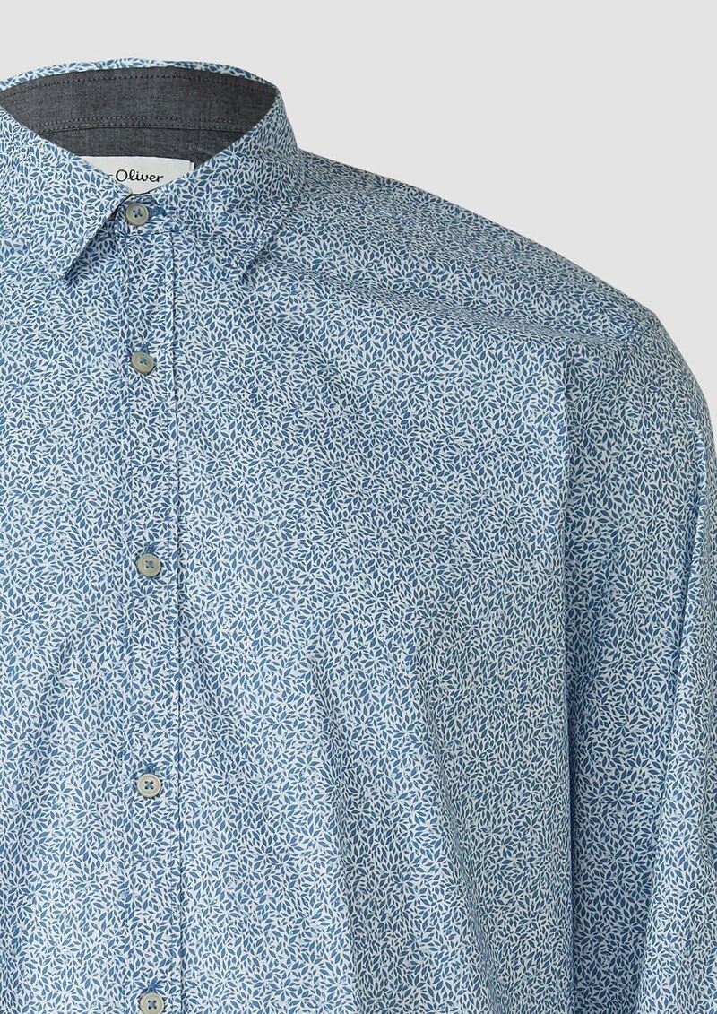Hemd aus Baumwollstretch mit All-over-Print