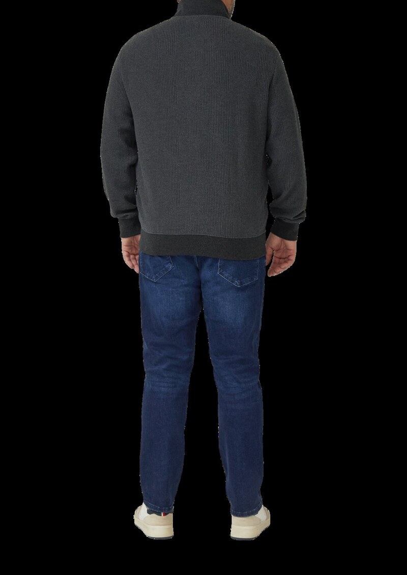 Strukturierte Sweatshirtjacke mit Stehkragen