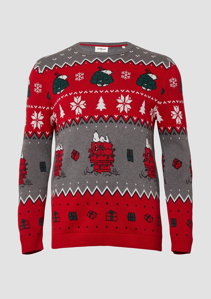 Weihnachtspullover aus reiner Baumwolle mit Peanuts®-Motiv