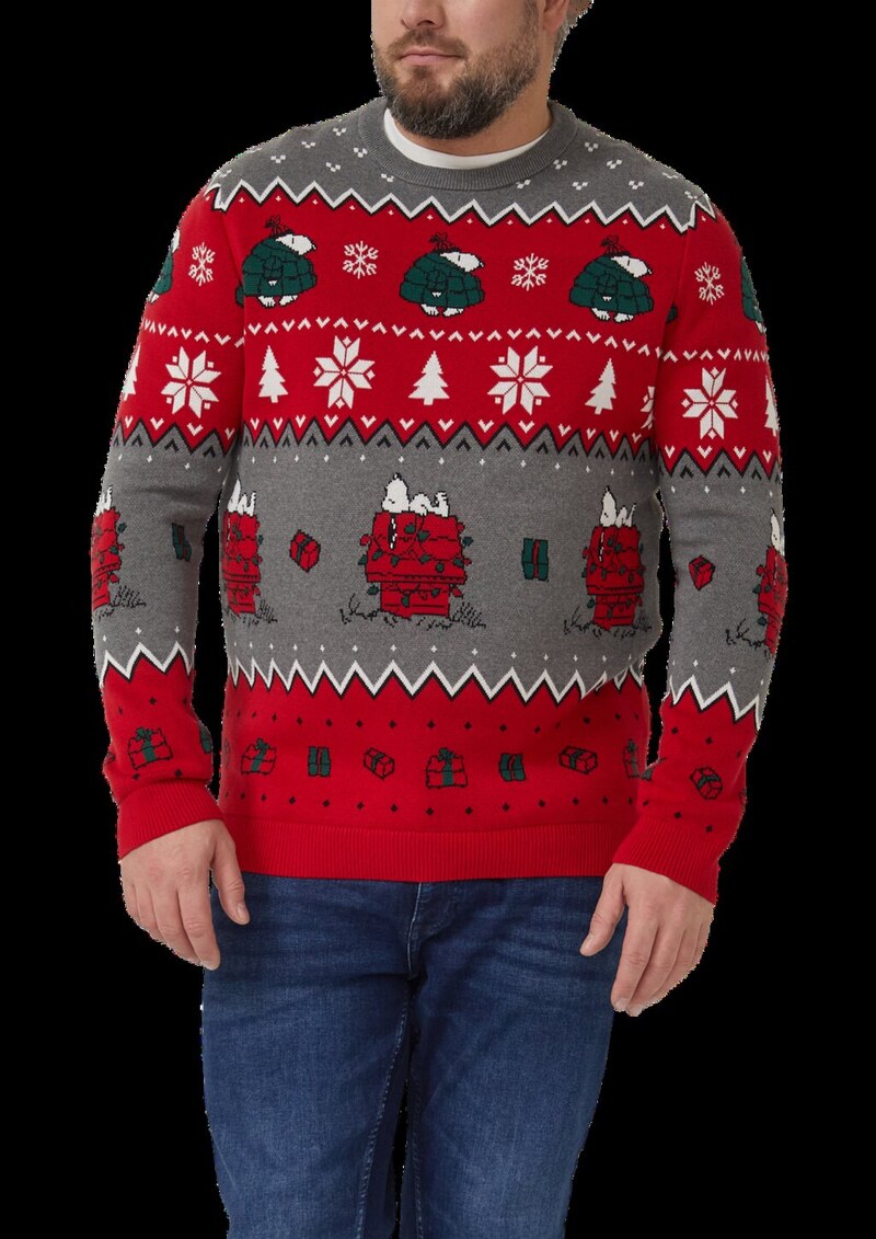 Weihnachtspullover aus reiner Baumwolle mit Peanuts®-Motiv