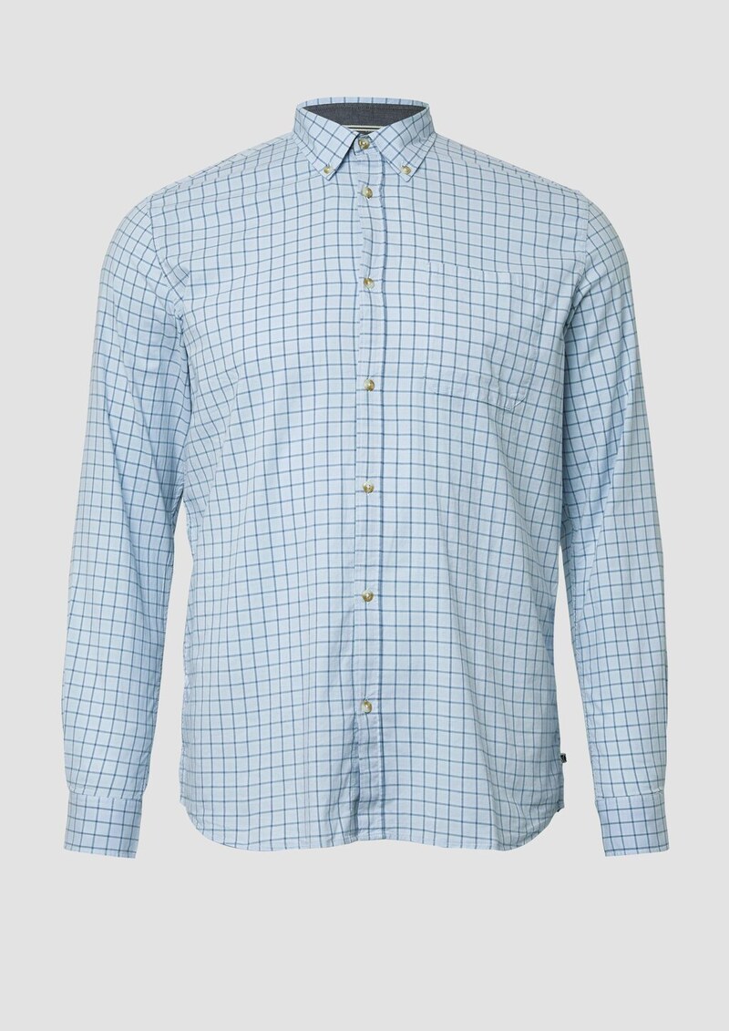 Regular Fit: Elastisches Button-Down-Hemd mit Karomuster