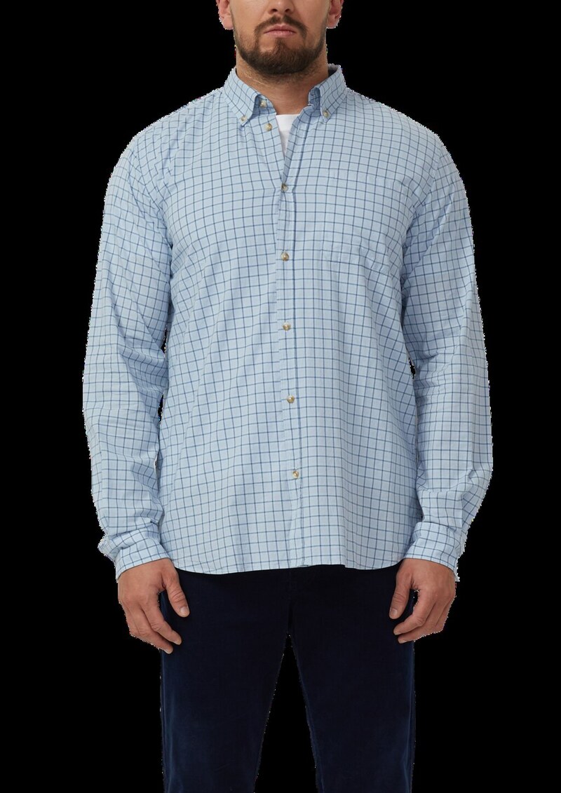 Regular Fit: Elastisches Button-Down-Hemd mit Karomuster