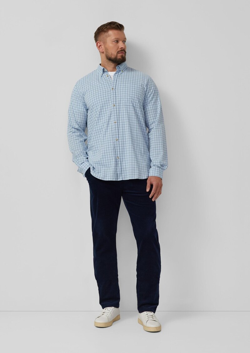 Regular Fit: Elastisches Button-Down-Hemd mit Karomuster
