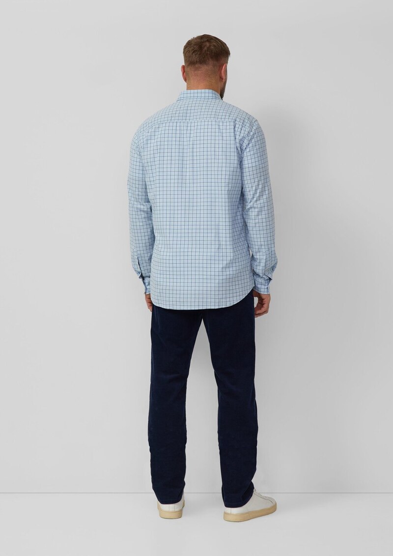 Regular Fit: Elastisches Button-Down-Hemd mit Karomuster