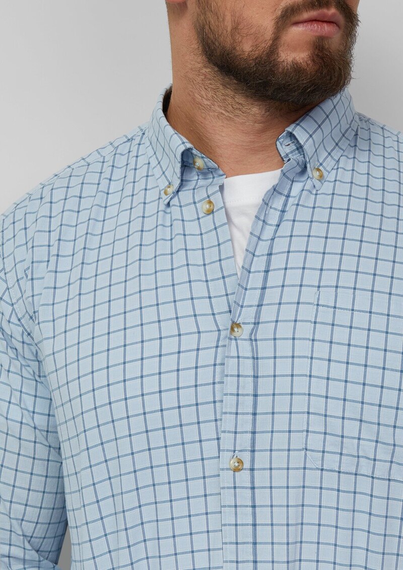 Regular Fit: Elastisches Button-Down-Hemd mit Karomuster
