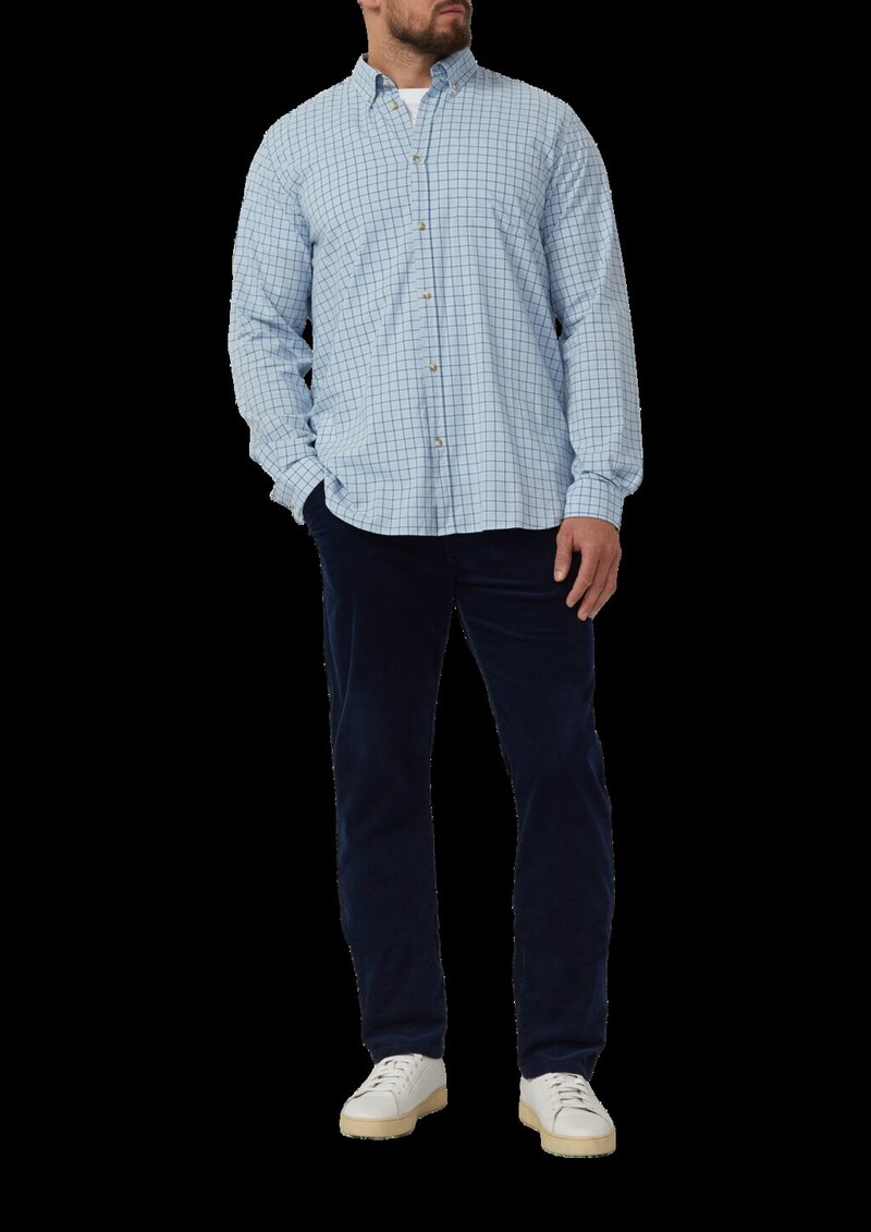 Regular Fit: Elastisches Button-Down-Hemd mit Karomuster