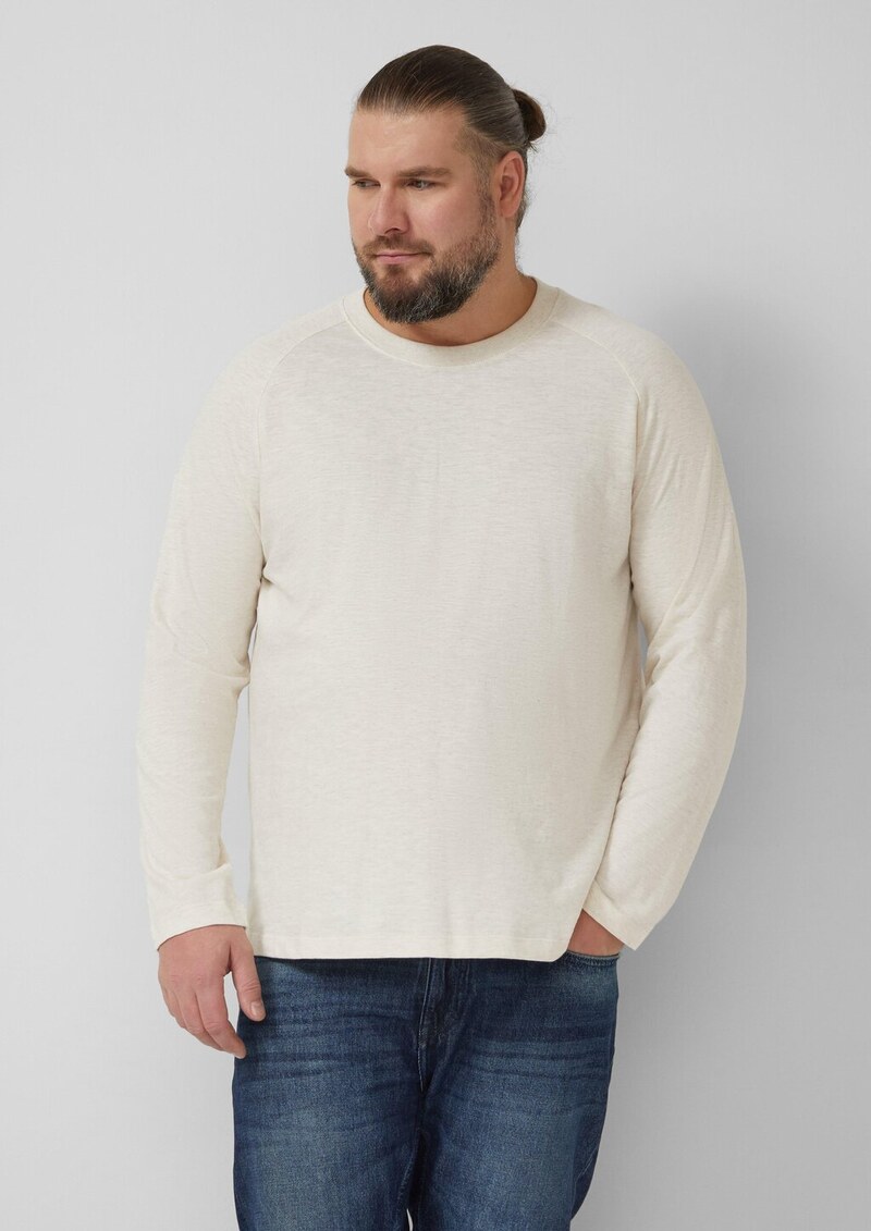 Meliertes Longsleeve aus reiner Baumwolle mit Raglanarm