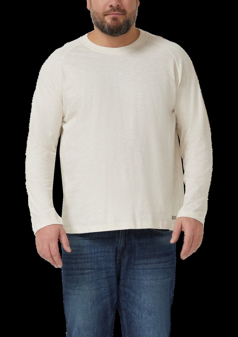 Meliertes Longsleeve aus reiner Baumwolle mit Raglanarm